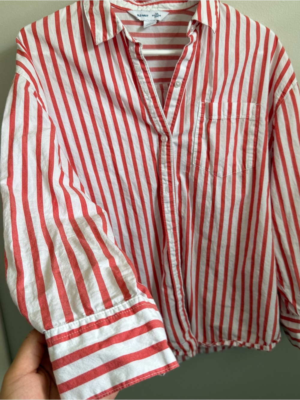 Old Navy white & coral Striped Button-Up Shirt